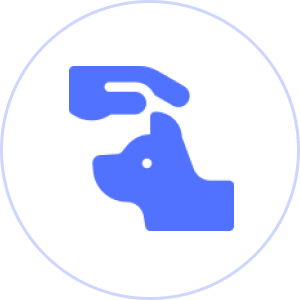 Blue dog and hand illustration