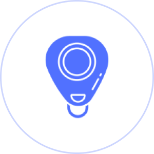 Minimalist blue map marker icon design.
