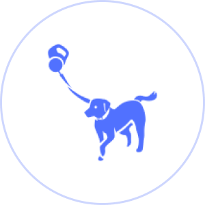 Dog silhouette with kettlebell leash