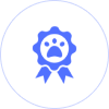 Blue award ribbon with paw print